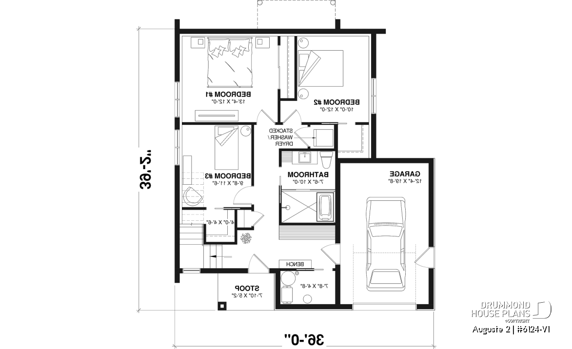1st level - Modern Scandinavian reverse floor plan home, 3 beds on lower floor, kitchen, dining and living on upper floor - Auguste 2