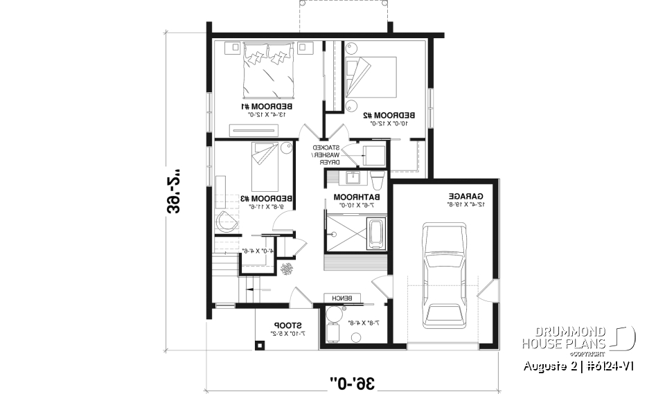 1st level - Modern Scandinavian reverse floor plan home, 3 beds on lower floor, kitchen, dining and living on upper floor - Auguste 2