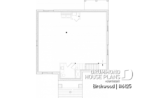 Unfinished basement - Small English style bungalow house plan with optional finished basement ($) for a total of 2 to 4 bedrooms - Birchwood