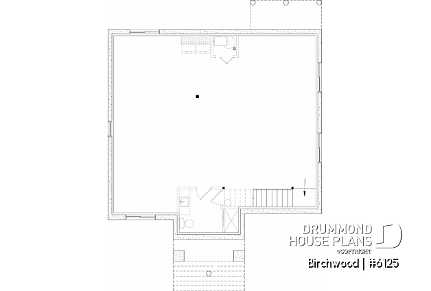 Unfinished basement - Small English style bungalow house plan with fully finished basement for a total of 4 bedrooms - Birchwood