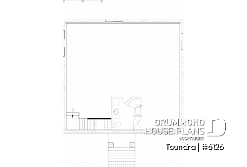 Unfinished basement - Country style modest single-story house plan, 2 to 4 bedrooms, open concept and finished basement (optional $) - Toundra