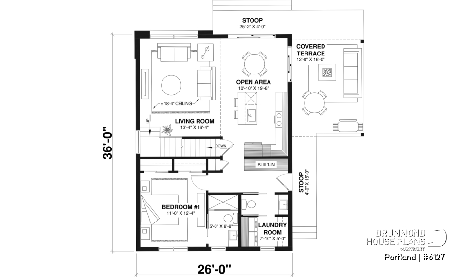 1st level - Scandinavian-style home design featuring Maibec red cedar siding. - Portland