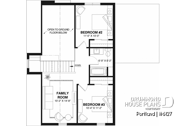 2nd level of house plan 6127 2nd level - Scandinavian-style home design featuring Maibec red cedar siding. - Portland