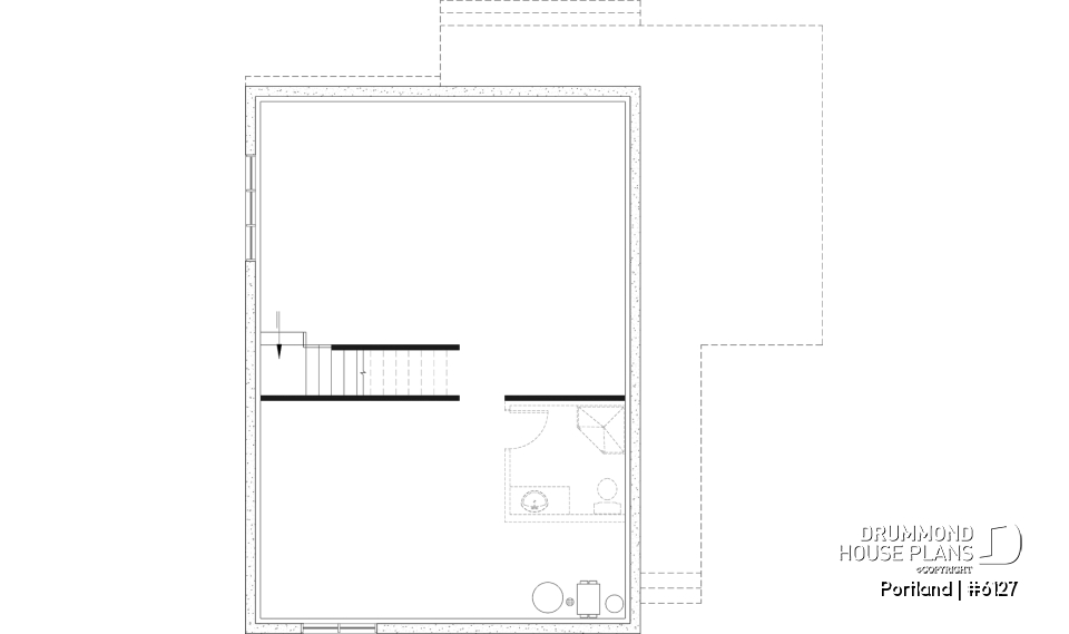 Unfinished basement - Scandinavian-style home design featuring Maibec red cedar siding. - Portland
