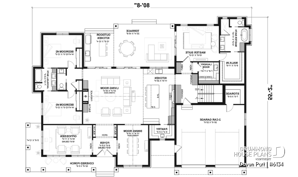 1st level (Optional $) - One-story modern farmhouse with 3 bedrooms, flex room, bonus room, outdoor kitchen and slab foundation. - Daven Port