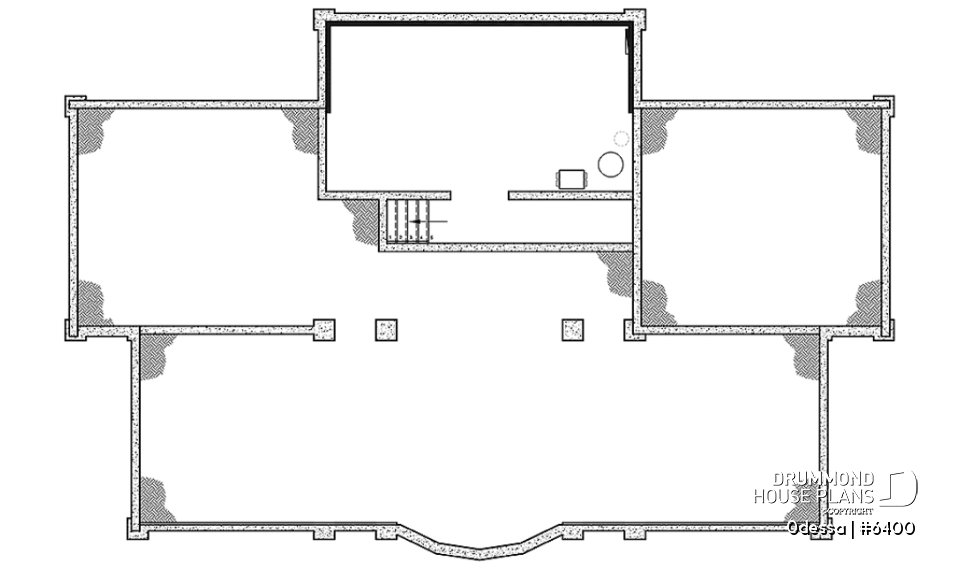 Basement - Large 3 bedroom beachfront or lakefront modern house plan, Xlarge second floor deck, 2 family rooms, fireplace - Odessa