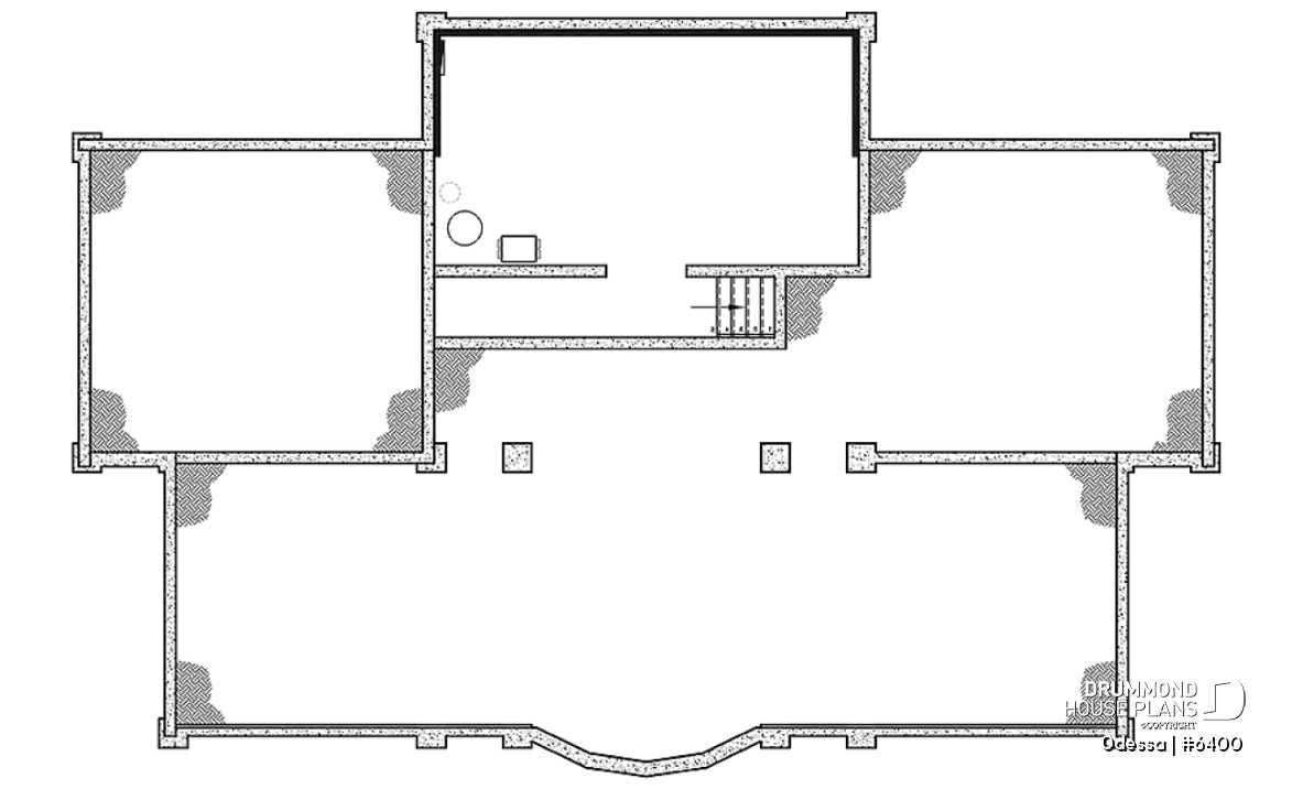 Basement - Large 3 bedroom beachfront or lakefront modern house plan, Xlarge second floor deck, 2 family rooms, fireplace - Odessa