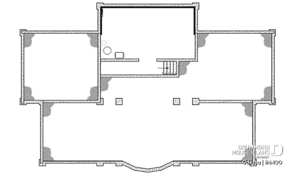 Basement - Large 3 bedroom beachfront or lakefront modern house plan, Xlarge second floor deck, 2 family rooms, fireplace - Odessa
