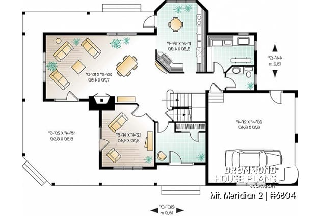 1st level - 3 bedroom waterfront cottage house plan with wraparound porch, large master suite, breakfast nook - Mt. Meridian 2