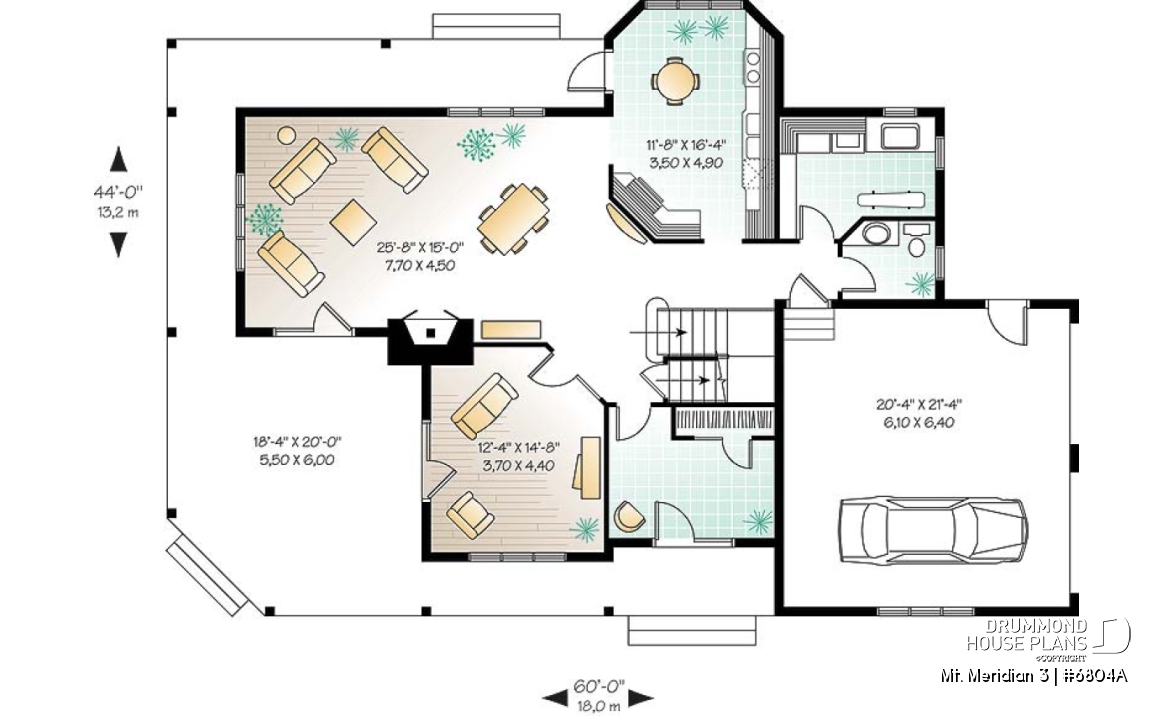 1st level - Lakefront spectacular house plan, large master suite, breakfast nook, 3 bedrooms, homeoffice, 2-car garage - Mt. Meridian 3