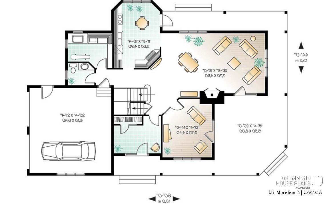 1st level - Lakefront spectacular house plan, large master suite, breakfast nook, 3 bedrooms, homeoffice, 2-car garage - Mt. Meridian 3