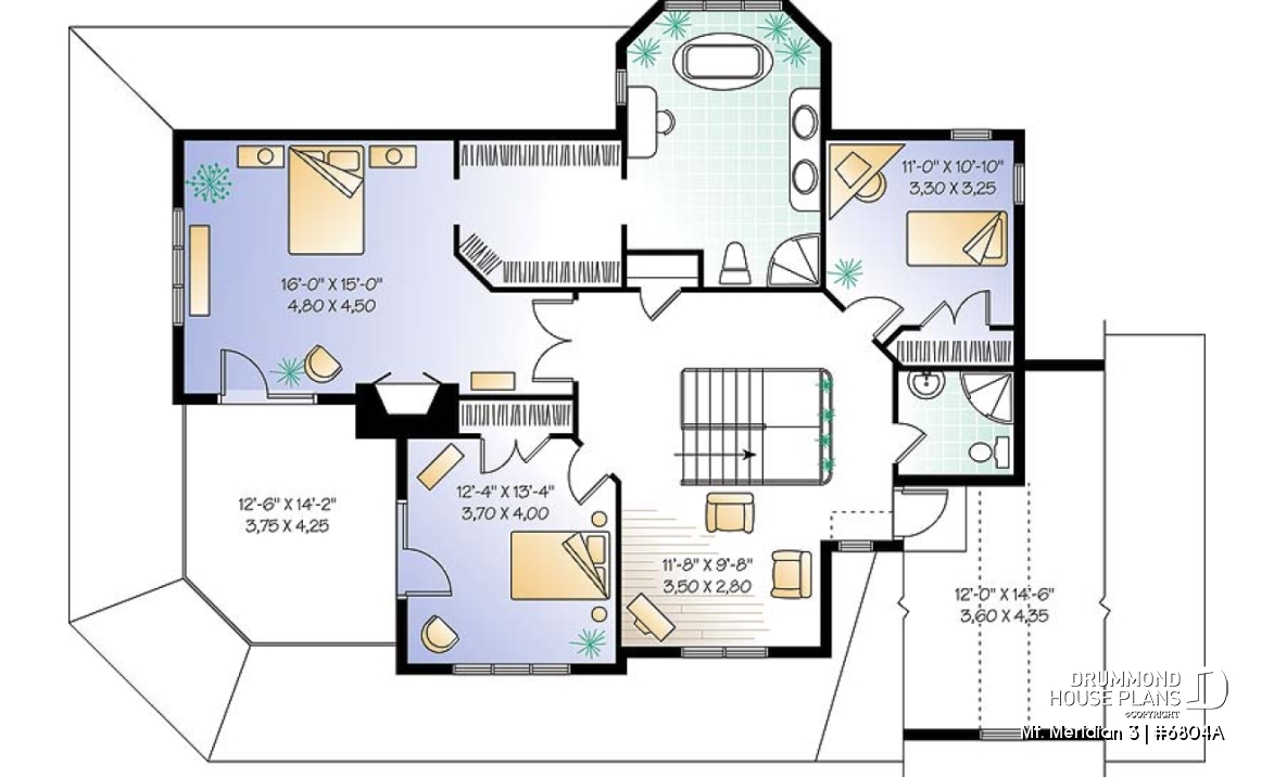 2nd level - Lakefront spectacular house plan, large master suite, breakfast nook, 3 bedrooms, homeoffice, 2-car garage - Mt. Meridian 3