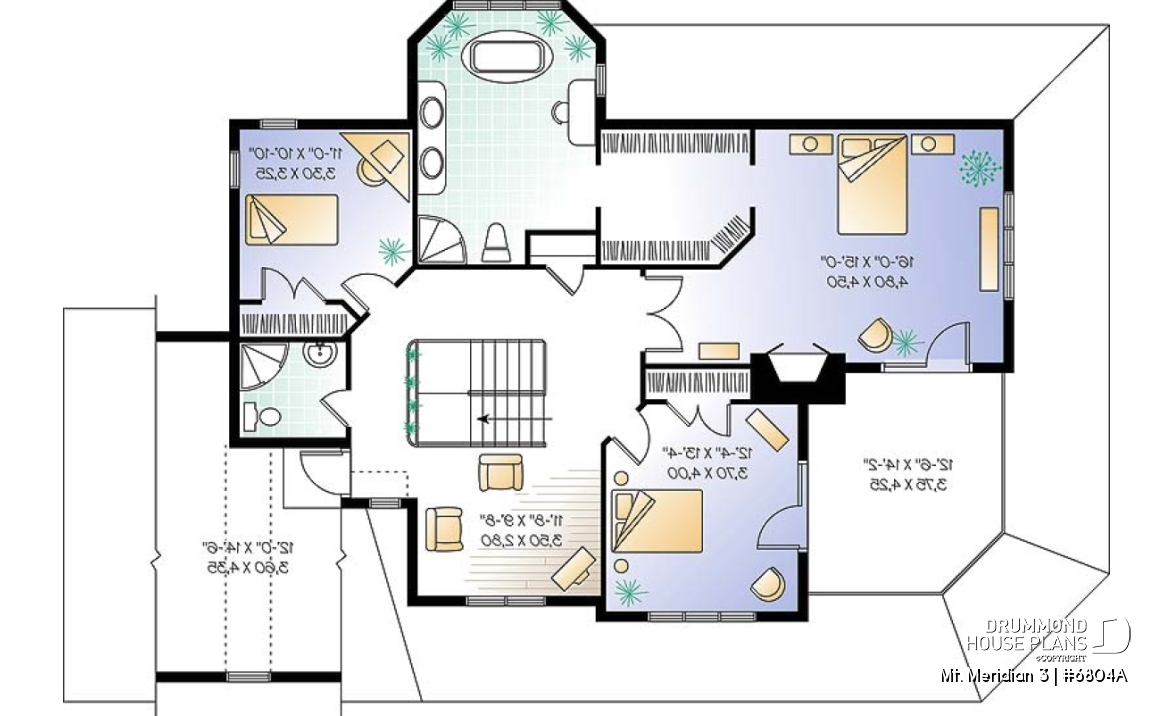 2nd level - Lakefront spectacular house plan, large master suite, breakfast nook, 3 bedrooms, homeoffice, 2-car garage - Mt. Meridian 3