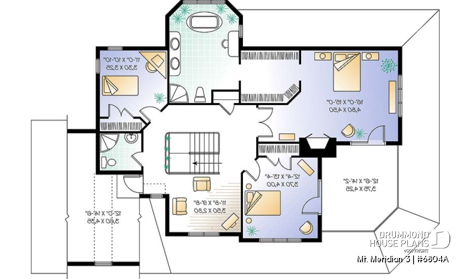 2nd level - Lakefront spectacular house plan, large master suite, breakfast nook, 3 bedrooms, homeoffice, 2-car garage - Mt. Meridian 3