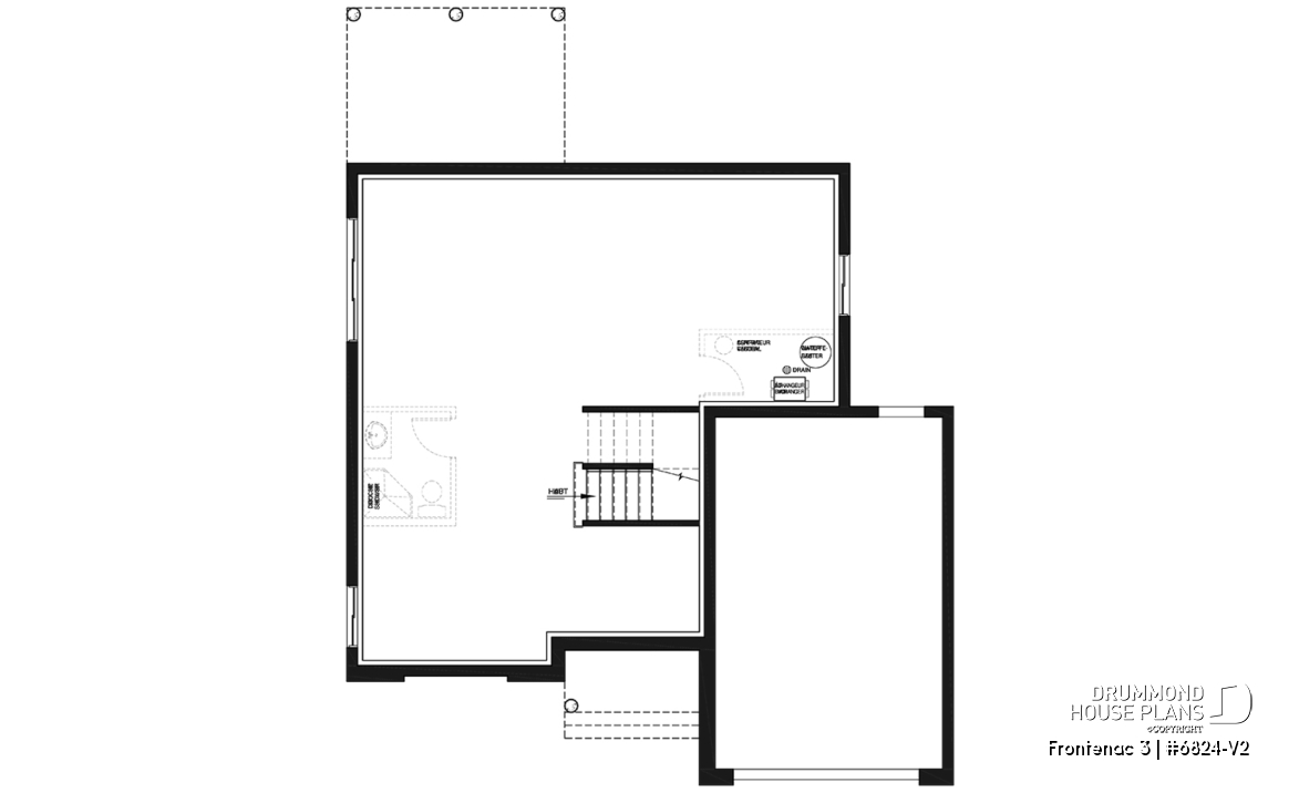 Basement - Northwest style house plan with garage, master suite, large kitchen with island &amp; pantry, 3 beds 2.5 baths - Frontenac 3