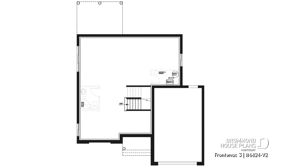 Basement - Northwest style house plan with garage, master suite, large kitchen with island &amp; pantry, 3 beds 2.5 baths - Frontenac 3