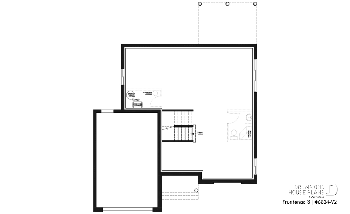 Basement - Northwest style house plan with garage, master suite, large kitchen with island &amp; pantry, 3 beds 2.5 baths - Frontenac 3