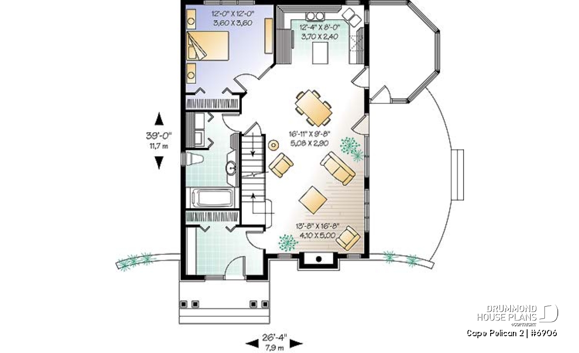 1st level - Beautiful cottage house plan, master on main, large deck partially screened porch, unf. daylight basement - Cape Pelican 2