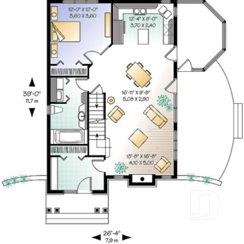 1st level - Beautiful cottage house plan, master on main, large deck partially screened porch, unf. daylight basement - Cape Pelican 2