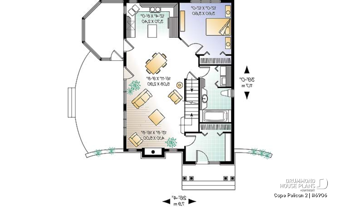 1st level - Beautiful cottage house plan, master on main, large deck partially screened porch, unf. daylight basement - Cape Pelican 2