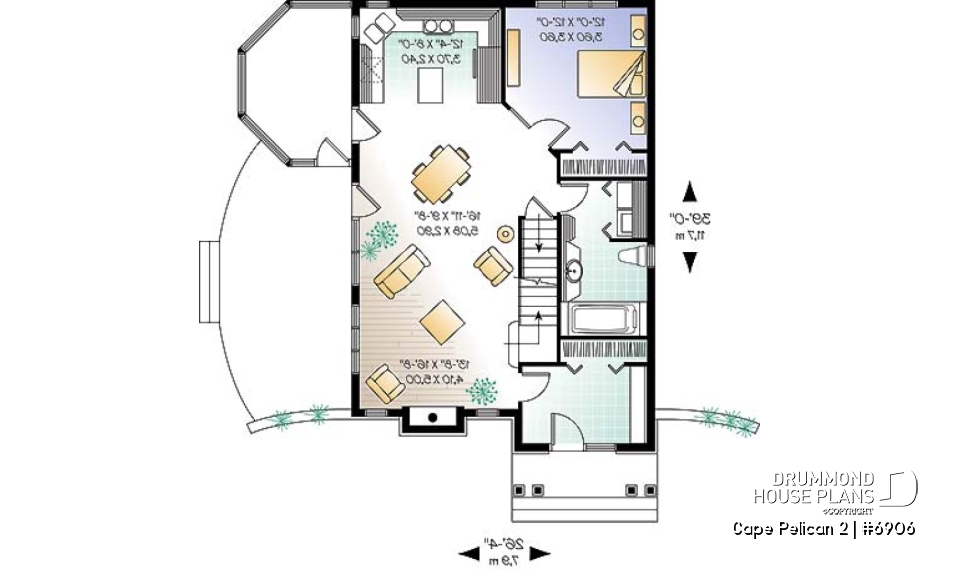 1st level - Beautiful cottage house plan, master on main, large deck partially screened porch, unf. daylight basement - Cape Pelican 2