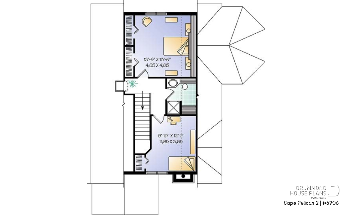 2nd level - Beautiful cottage house plan, master on main, large deck partially screened porch, unf. daylight basement - Cape Pelican 2