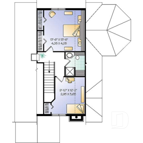 2nd level - Beautiful cottage house plan, master on main, large deck partially screened porch, unf. daylight basement - Cape Pelican 2