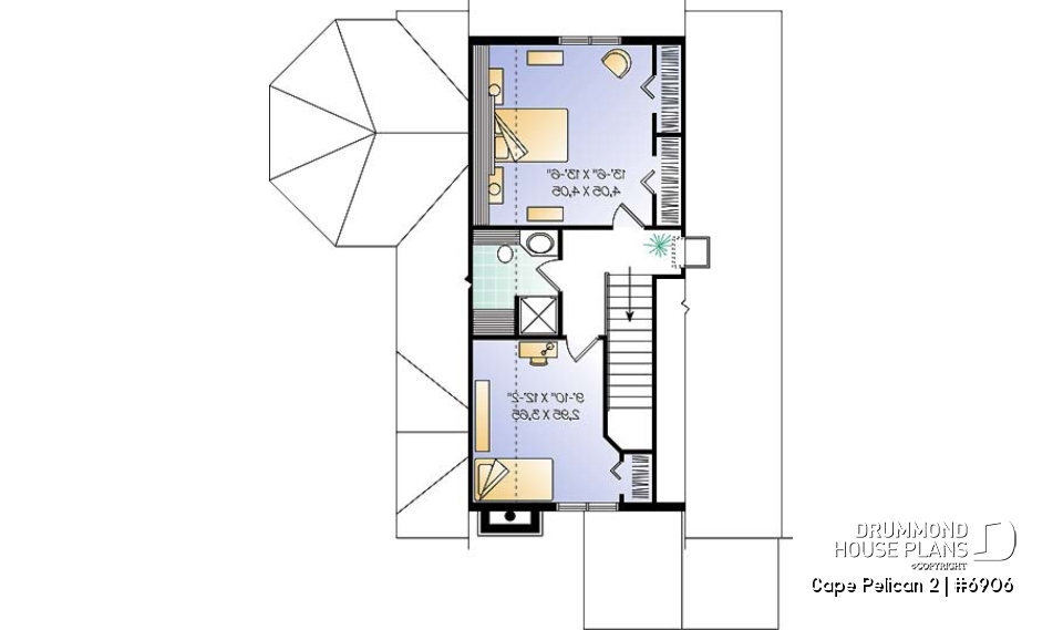 2nd level - Beautiful cottage house plan, master on main, large deck partially screened porch, unf. daylight basement - Cape Pelican 2