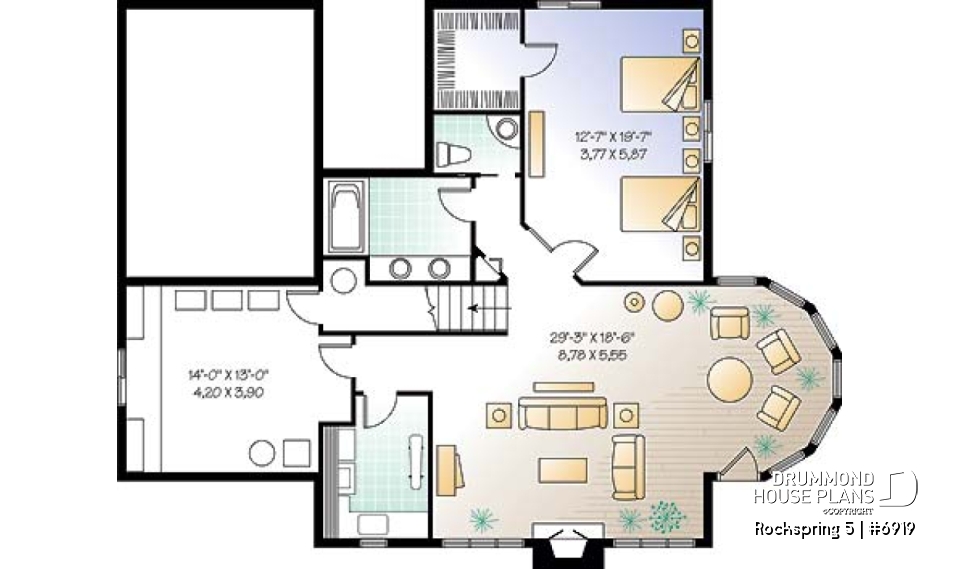 Basement - Large 2 to 4 cottage with 2 family rooms and open floor plan layout, fireplace and cathedral ceiling - Rockspring 5