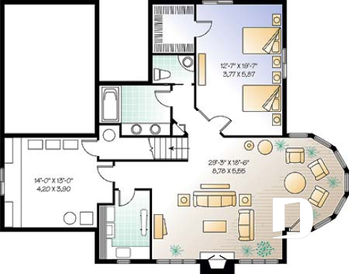 Basement - Large 2 to 4 cottage with 2 family rooms and open floor plan layout, fireplace and cathedral ceiling - Rockspring 5