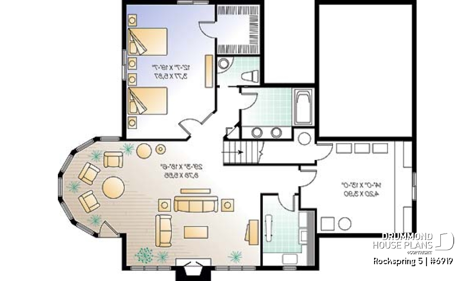 Basement - Large 2 to 4 cottage with 2 family rooms and open floor plan layout, fireplace and cathedral ceiling - Rockspring 5