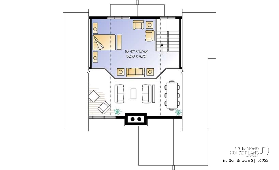 2nd level - Rustic cottage plan, scandinavian style home, with open loft on mezzanine and 4 bedrooms - The Sun Stream 2