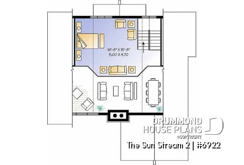 2nd level - Rustic cottage plan, scandinavian style home, with open loft on mezzanine and 4 bedrooms - The Sun Stream 2