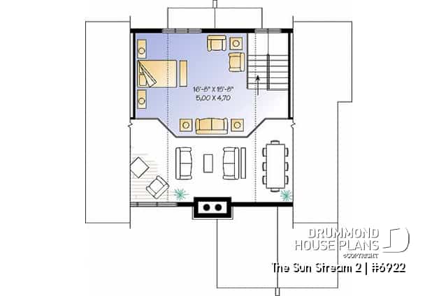 2nd level - Rustic cottage plan, scandinavian style home, with open loft on mezzanine and 4 bedrooms - The Sun Stream 2