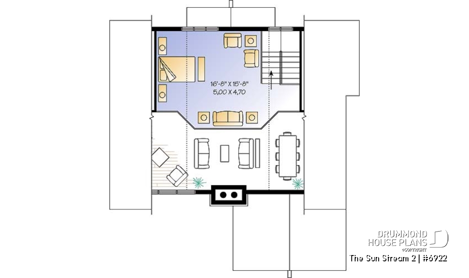 2nd level - Rustic cottage plan, scandinavian style home, with open loft on mezzanine and 4 bedrooms - The Sun Stream 2
