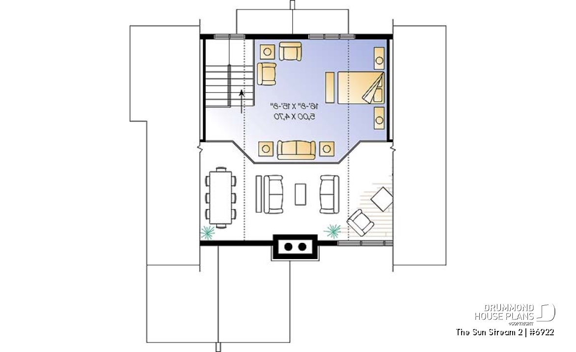 2nd level - Rustic cottage plan, scandinavian style home, with open loft on mezzanine and 4 bedrooms - The Sun Stream 2