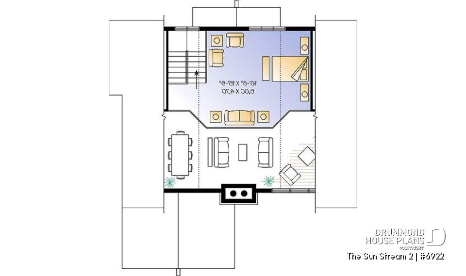 2nd level - Rustic cottage plan, scandinavian style home, with open loft on mezzanine and 4 bedrooms - The Sun Stream 2