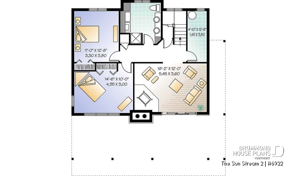 Basement - Rustic cottage plan, scandinavian style home, with open loft on mezzanine and 4 bedrooms - The Sun Stream 2