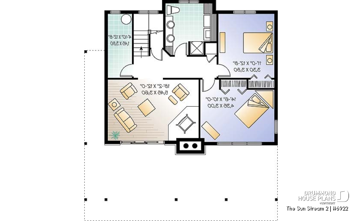 Basement - Rustic cottage plan, scandinavian style home, with open loft on mezzanine and 4 bedrooms - The Sun Stream 2