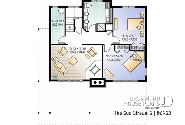 Basement - Rustic cottage plan, scandinavian style home, with open loft on mezzanine and 4 bedrooms - The Sun Stream 2