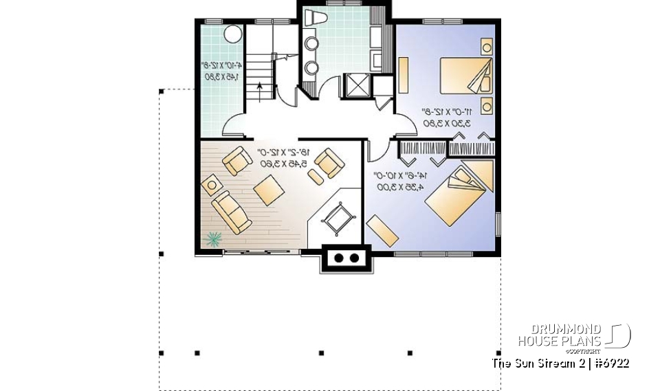 Basement - Rustic cottage plan, scandinavian style home, with open loft on mezzanine and 4 bedrooms - The Sun Stream 2