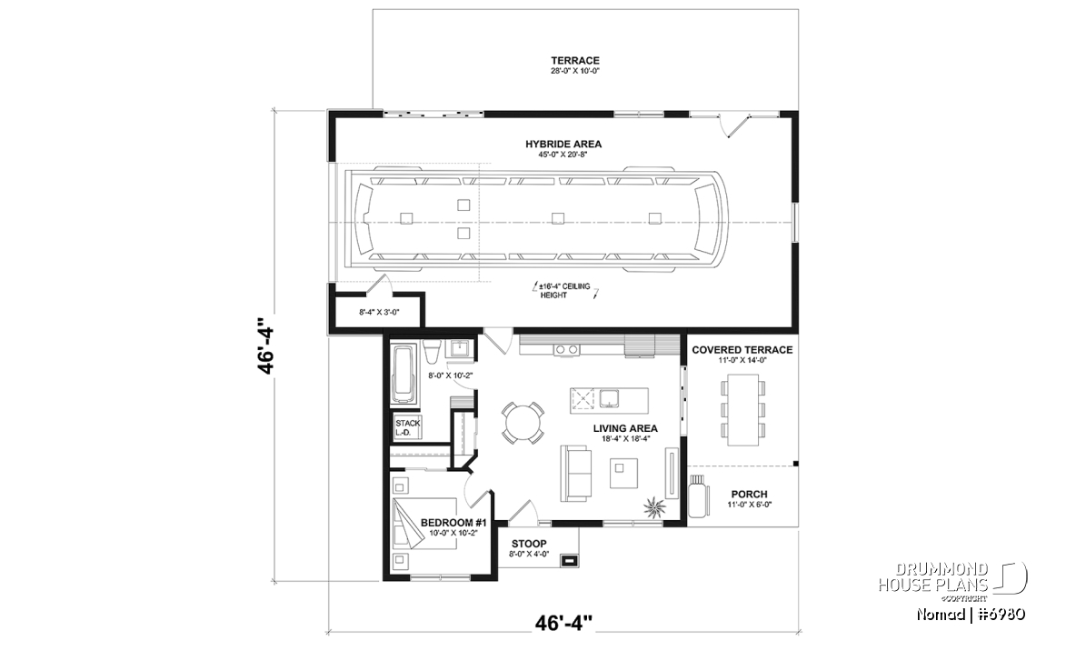 1st level - Small one bedroom house with attached RV garage, with option to convert RV garage into extra beds/baths - Nomad