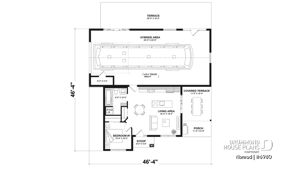 1st level - Small one bedroom house with attached RV garage, with option to convert RV garage into extra beds/baths - Nomad