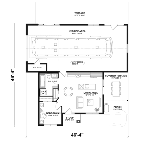 1st level - Small one bedroom house with attached RV garage, with option to convert RV garage into extra beds/baths - Nomad