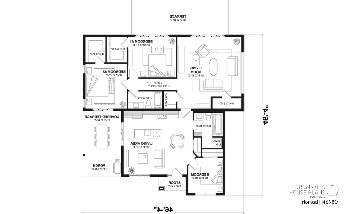 1st level option 1 - Small one bedroom house with attached RV garage, with option to convert RV garage into extra beds/baths - Nomad