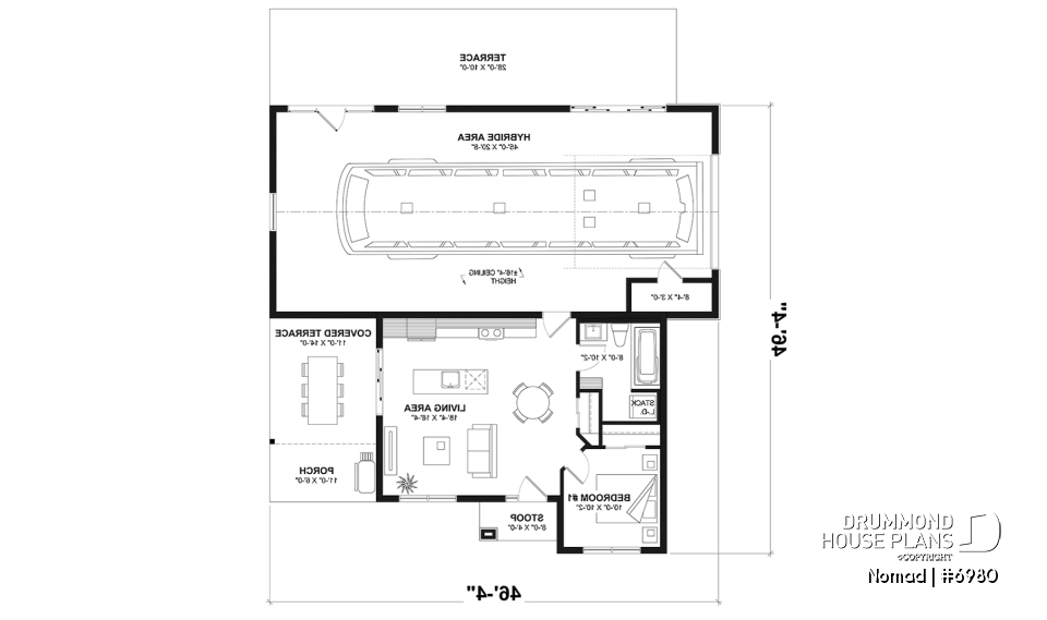 1st level - Small one bedroom house with attached RV garage, with option to convert RV garage into extra beds/baths - Nomad
