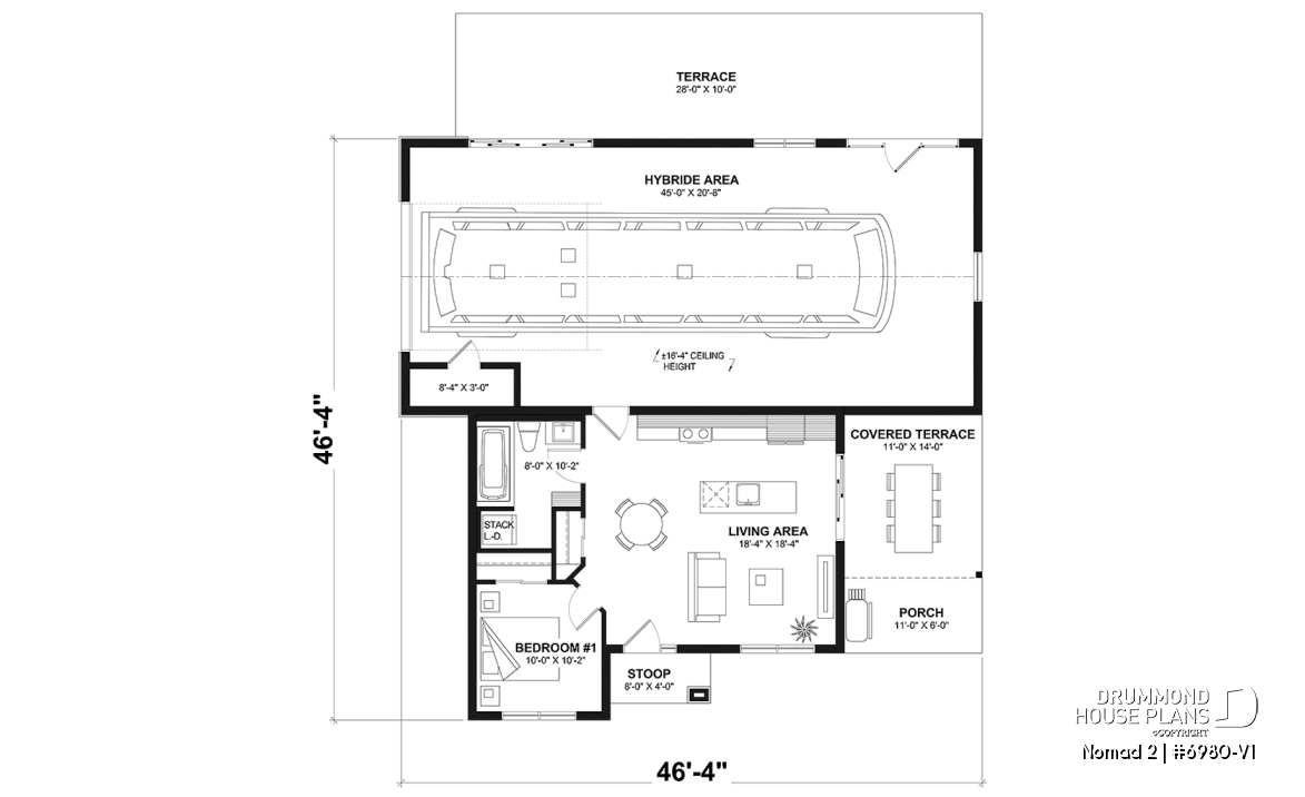 1st level - Ranch-style home plan with attached RV garage, and an option offering 2-bedroom, two-story accommodation - Nomad 2