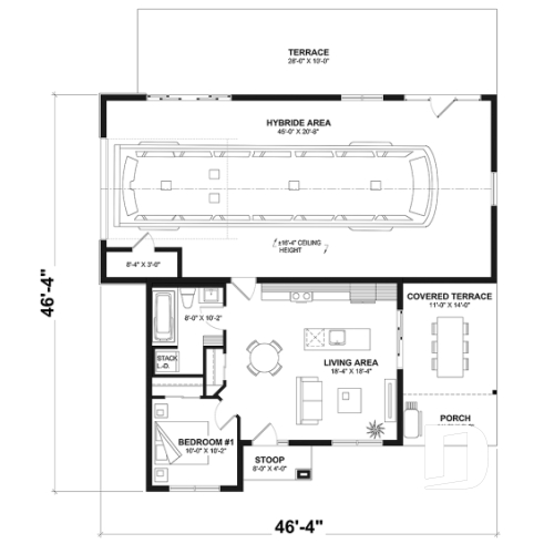 1st level - Ranch-style home plan with attached RV garage, and an option offering 2-bedroom, two-story accommodation - Nomad 2