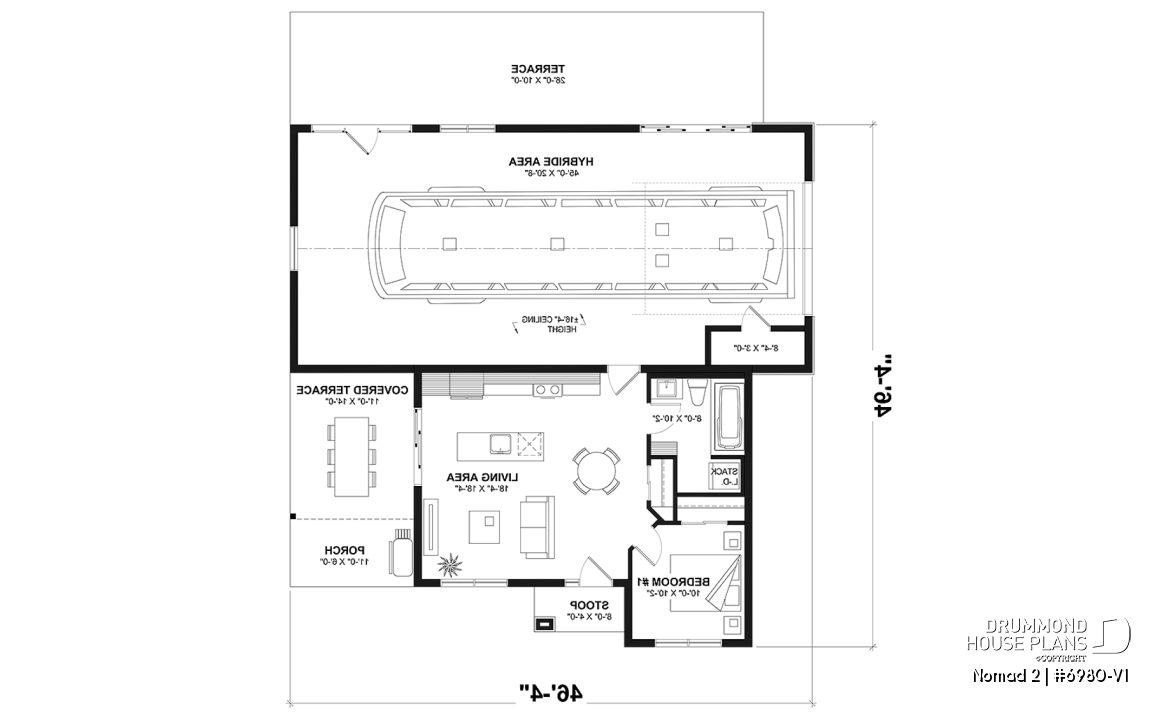 1st level - Ranch-style home plan with attached RV garage, and an option offering 2-bedroom, two-story accommodation - Nomad 2