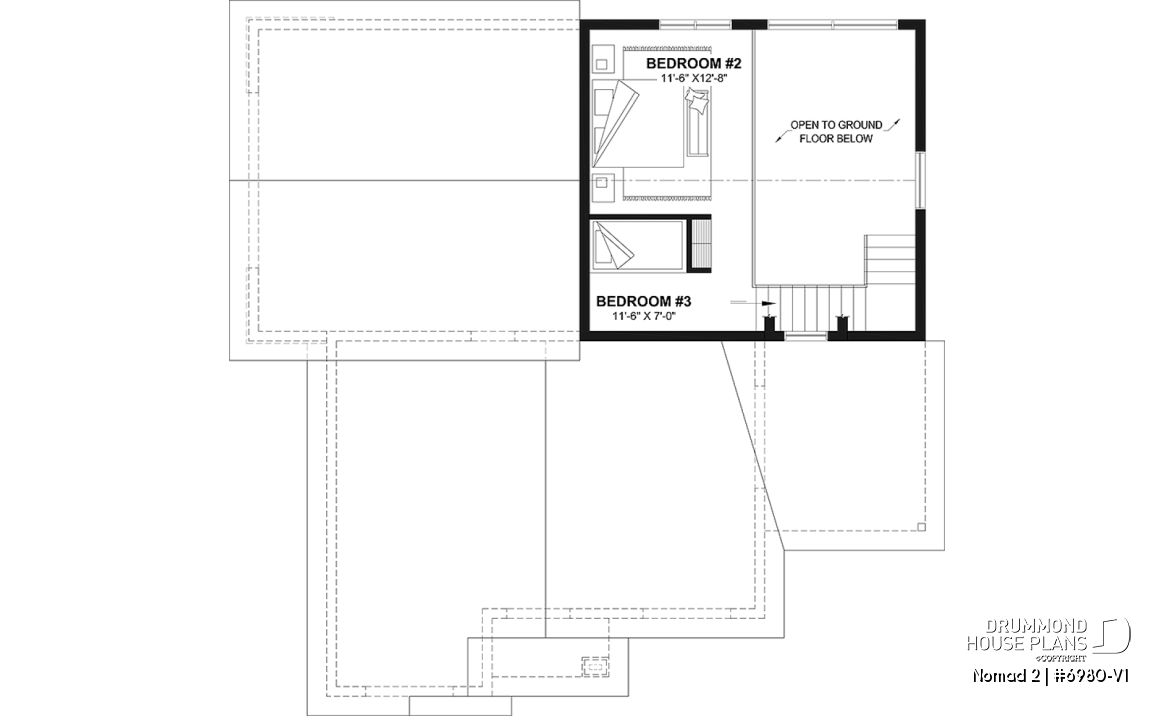 2nd level option 1 - Ranch-style home plan with attached RV garage, and an option offering 2-bedroom, two-story accommodation - Nomad 2